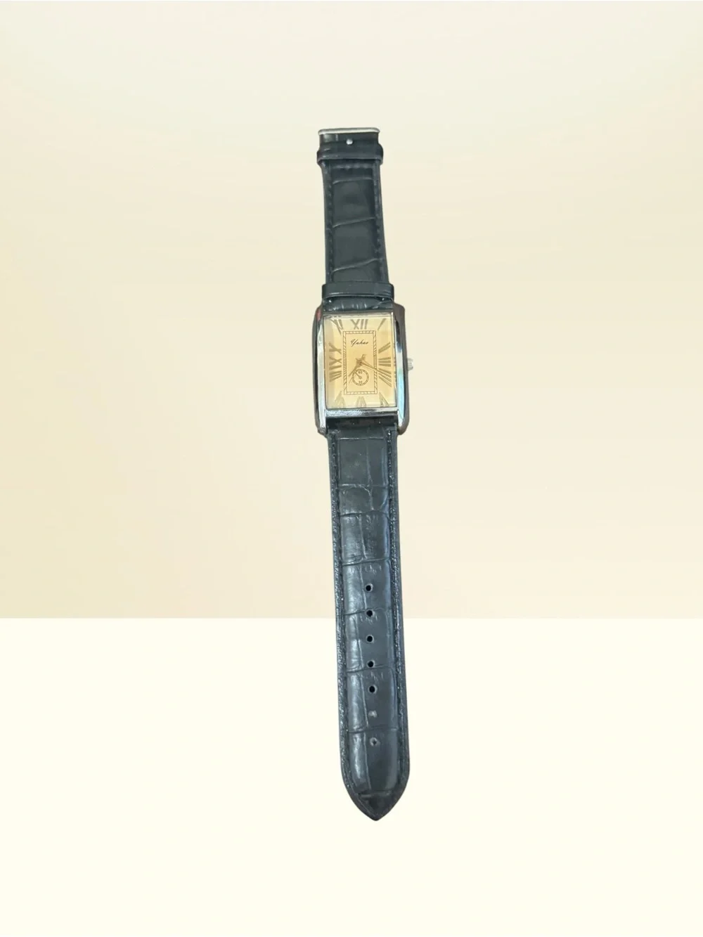 Men’s Yuhuo Ss Comfort Curve Rectangular Dress Watch in Black and Silver - Picture 3 of 4